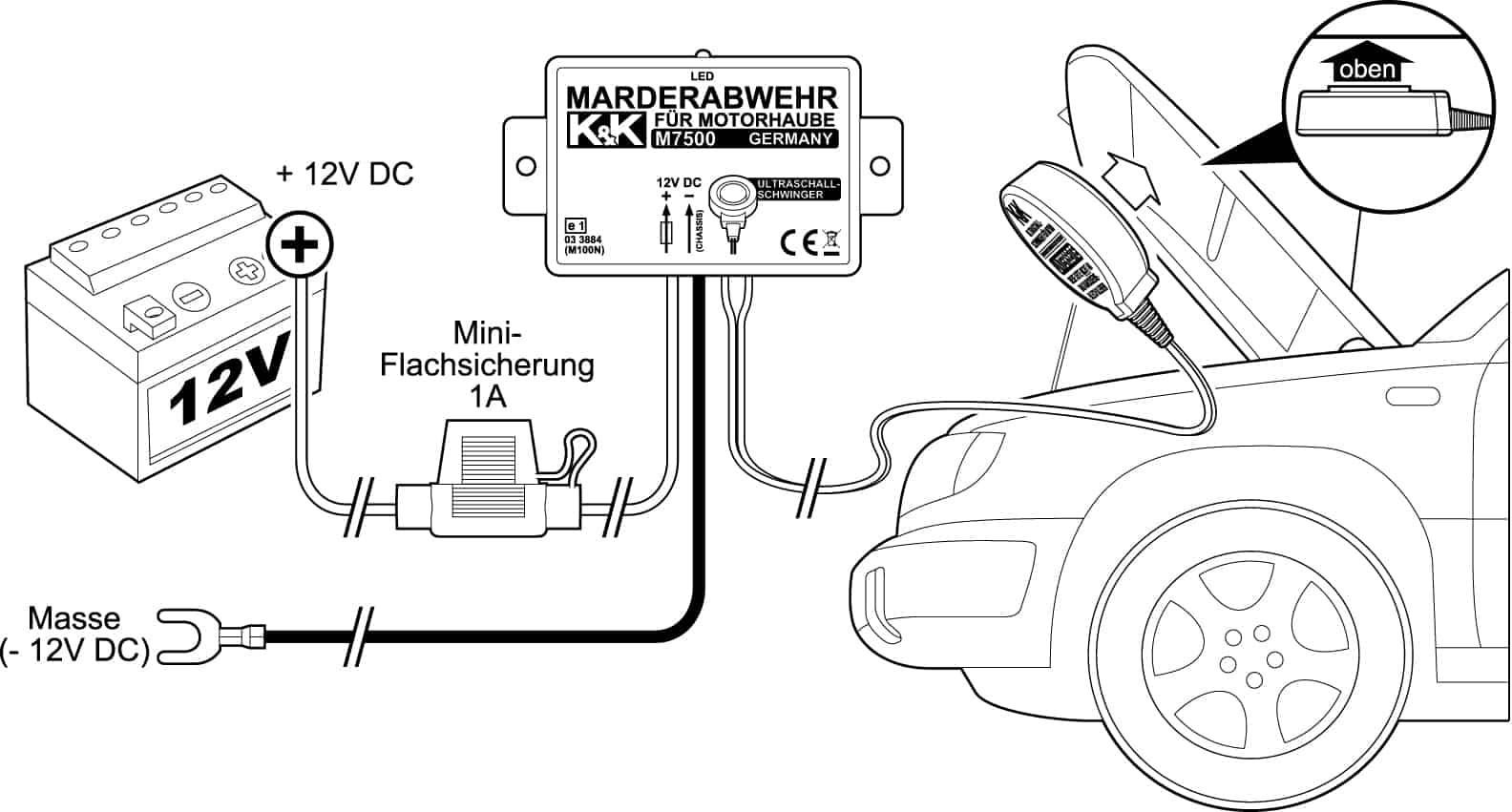 Vertreiber von Mardern und Nagetieren fürs Auto, Ultraschall symbol:730720