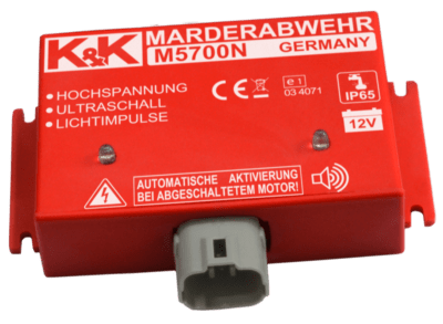 K&K Marderabwehr M4700 mit Ultraschall und Hochspannung, wasserdicht (IP  65) - die Komplette - ATU