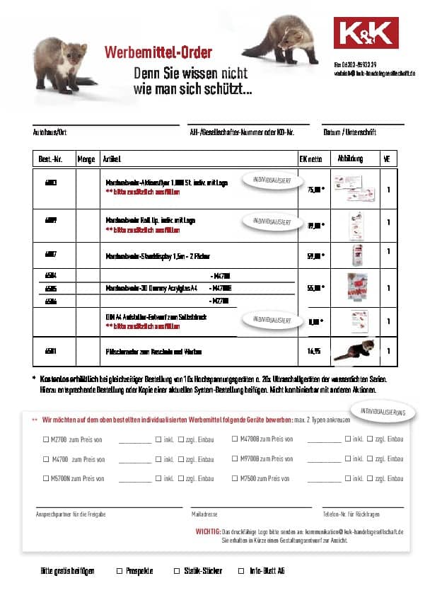 Werbemittel Bestellformular